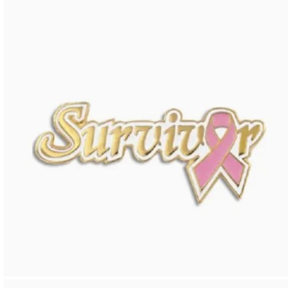 Pink Ribbon Survivor Gold Plated Pins Breast Cancer Awareness